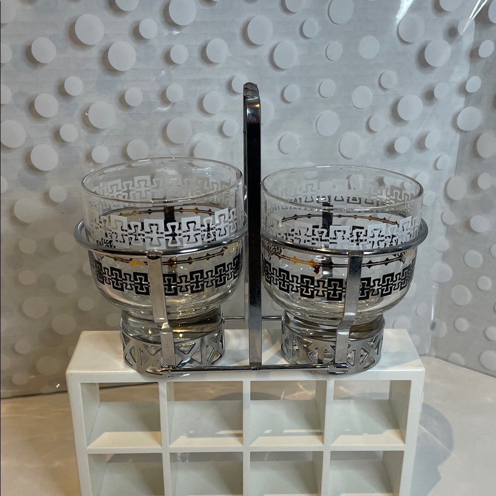 Vintage MCM ✨Libbey Condiment Server Stainless Caddy